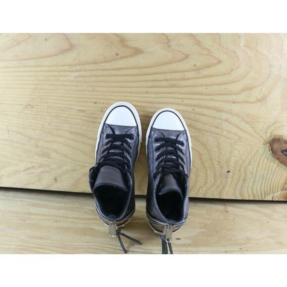 Converse Womens Sneakers Highs Sz 6 Chucks Silver Metallic Silver Triple Zip - Picture 4 of 7